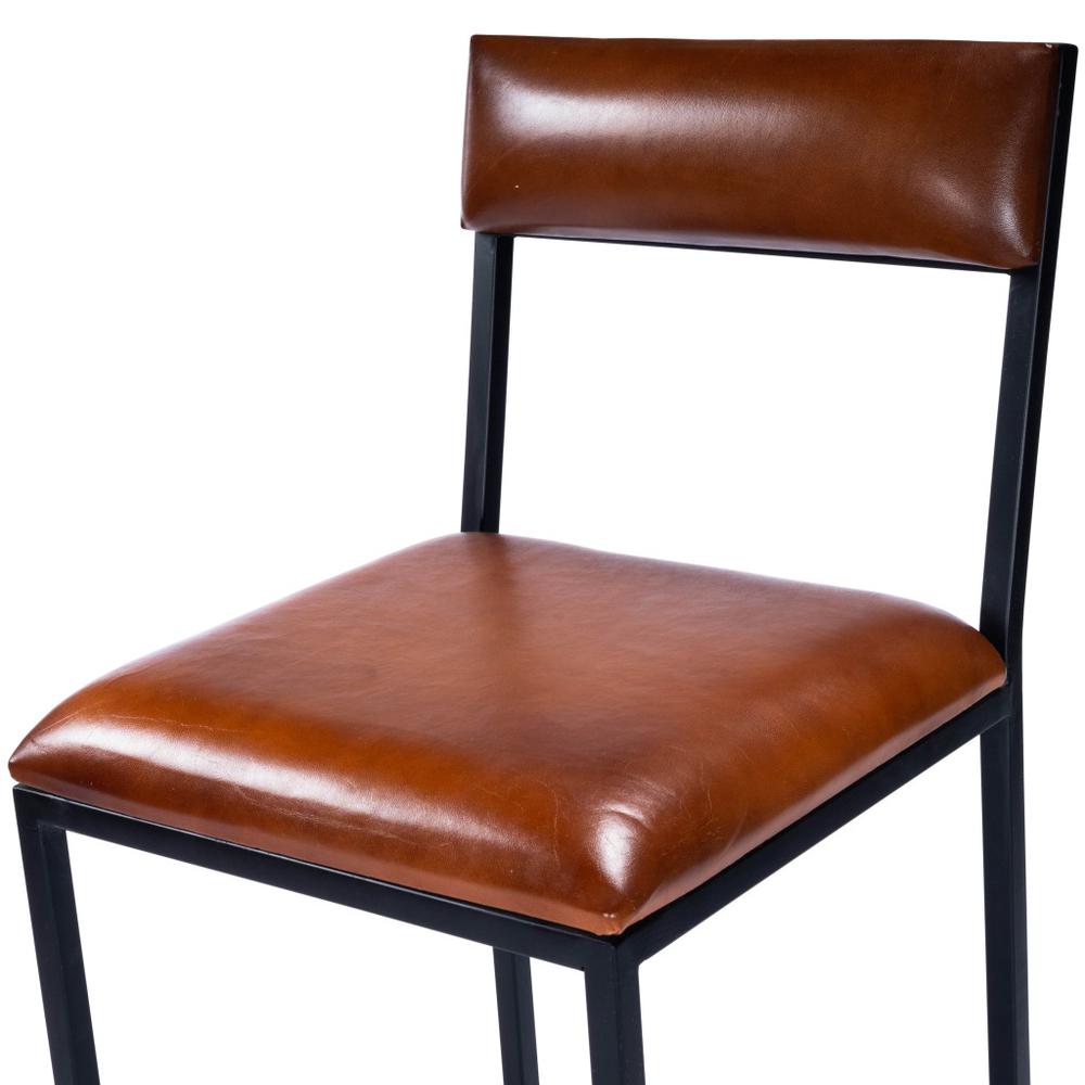 Classic Leather and Metal Counter Stool Medium Brown. Picture 9