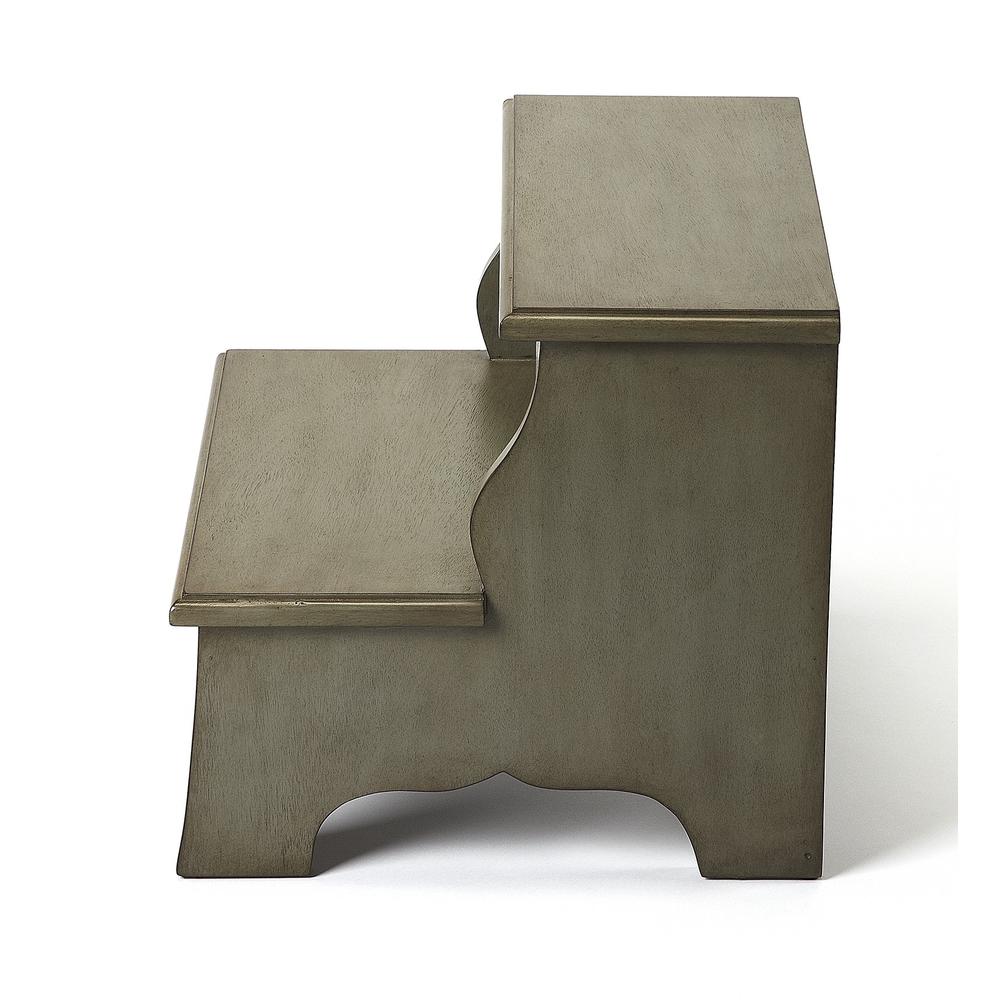 Handcrafted Silver Satin Step Stool Gray. Picture 2