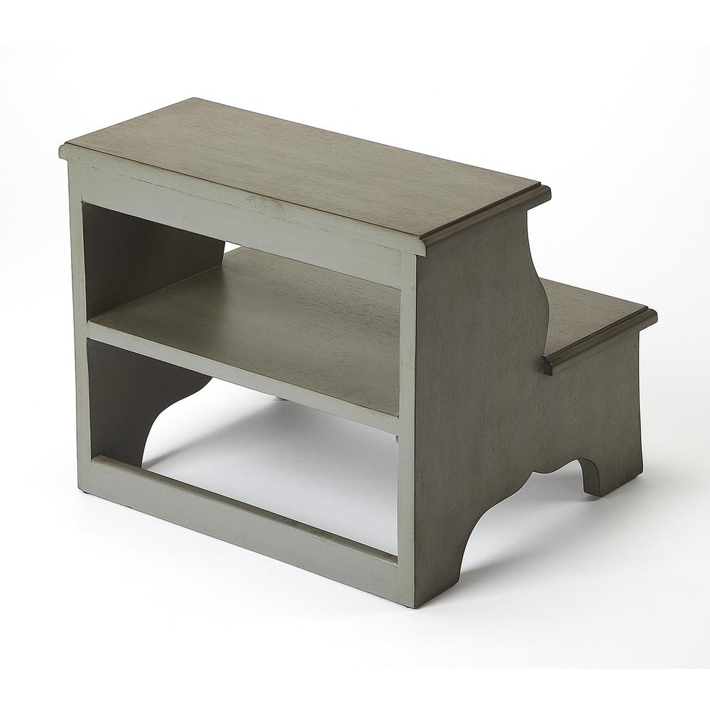 Handcrafted Silver Satin Step Stool Gray. Picture 3