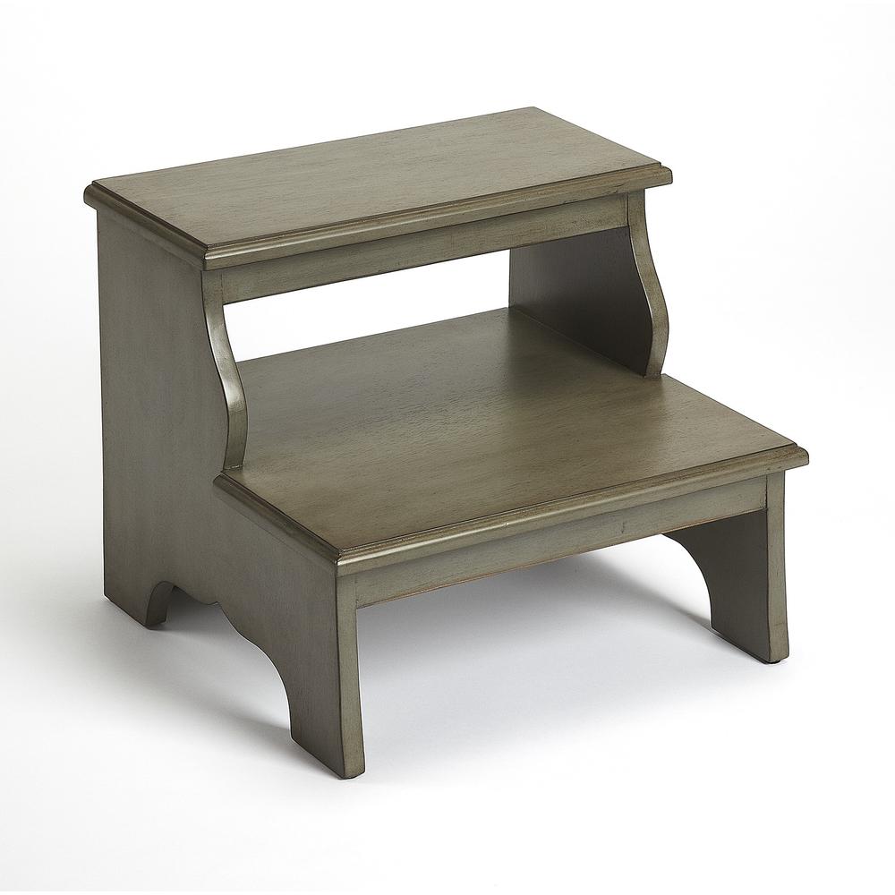 Handcrafted Silver Satin Step Stool Gray. Picture 4