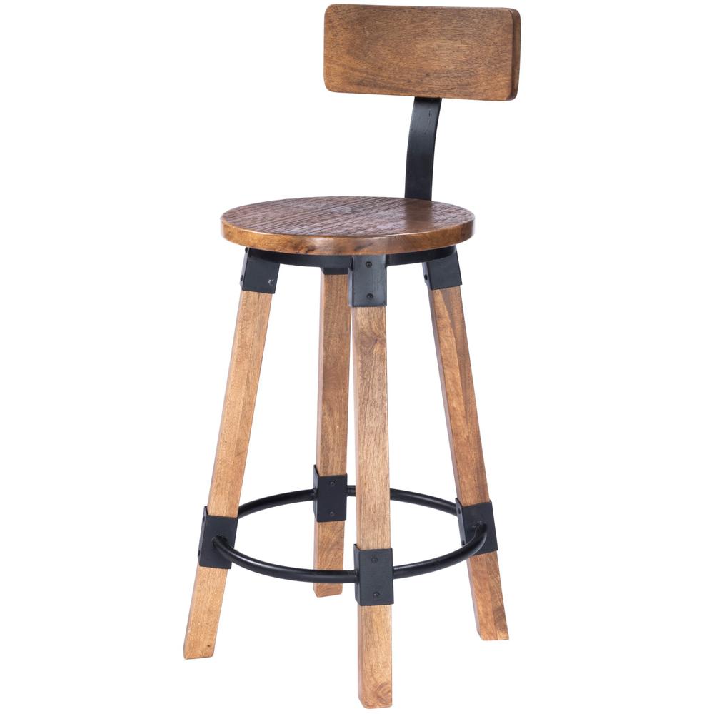 Sturdy Wood and Metal Counter Stool Natural Wood. Picture 1