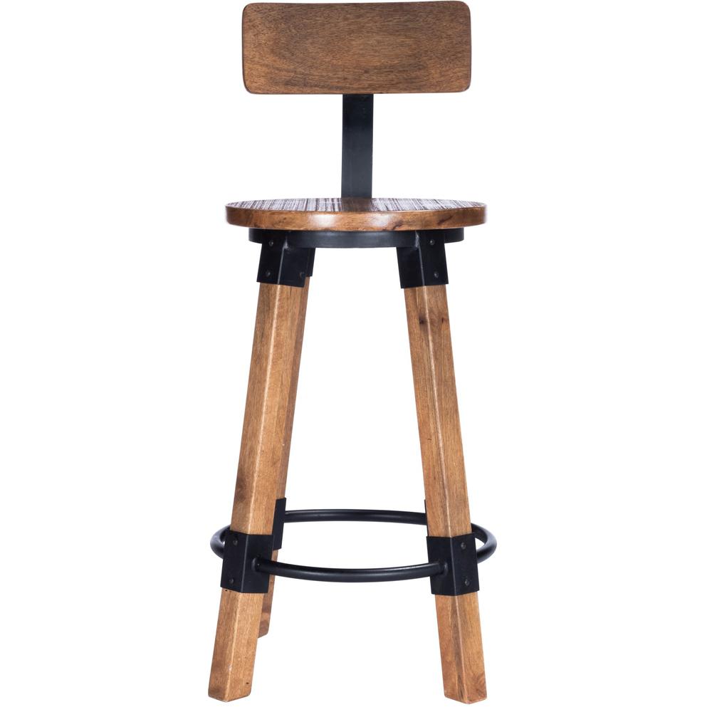 Sturdy Wood and Metal Counter Stool Natural Wood. Picture 2