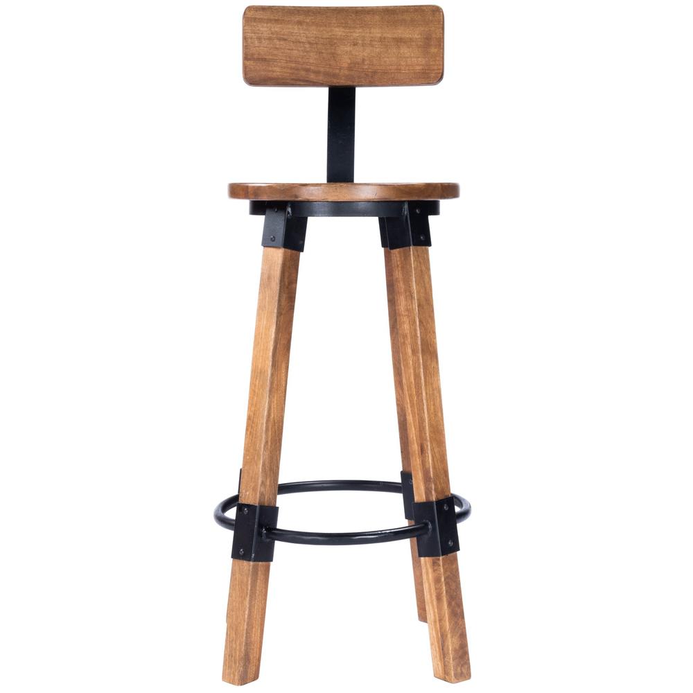 Sturdy Wood and Metal Bar Stool Natural Wood. Picture 2