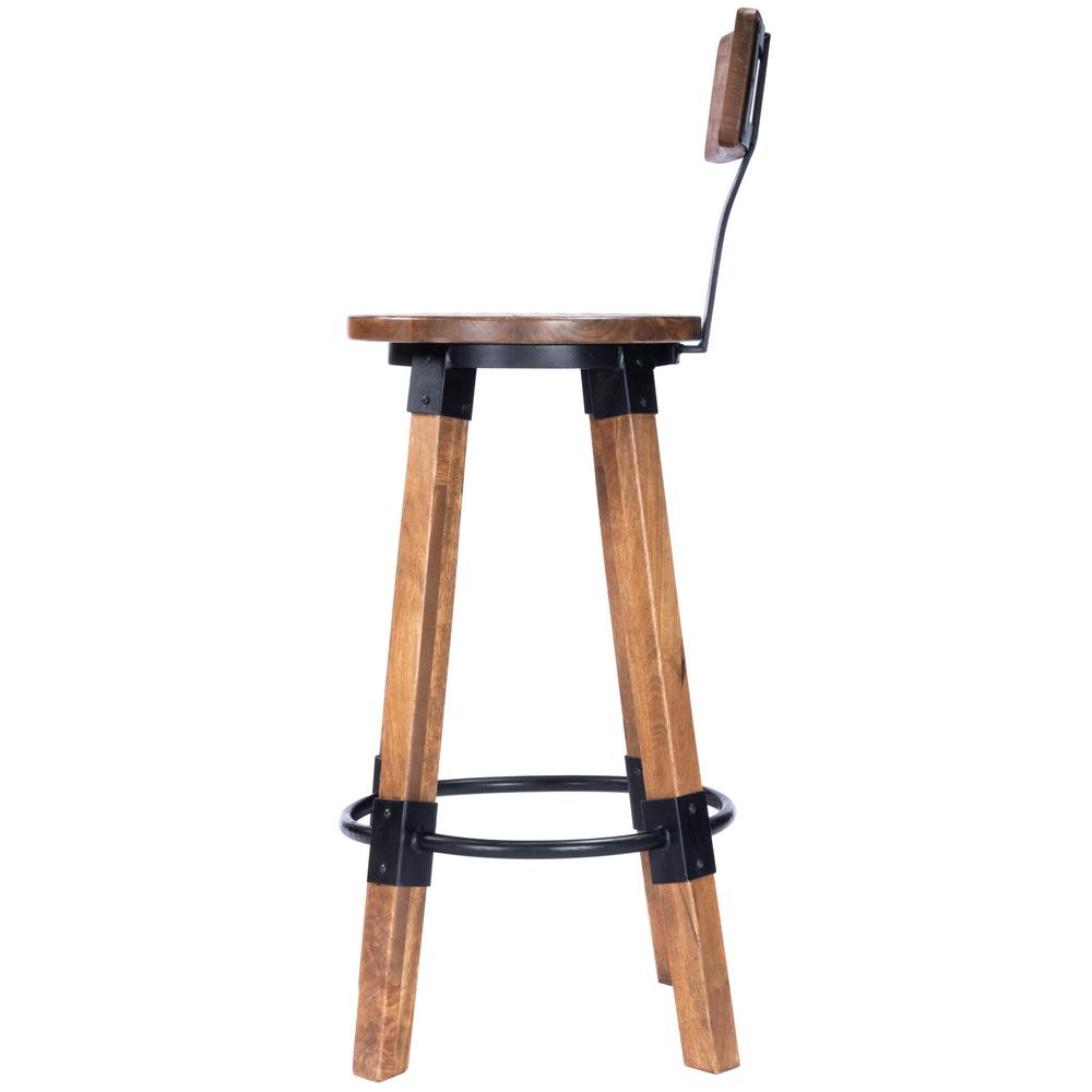 Sturdy Wood and Metal Bar Stool Natural Wood. Picture 3