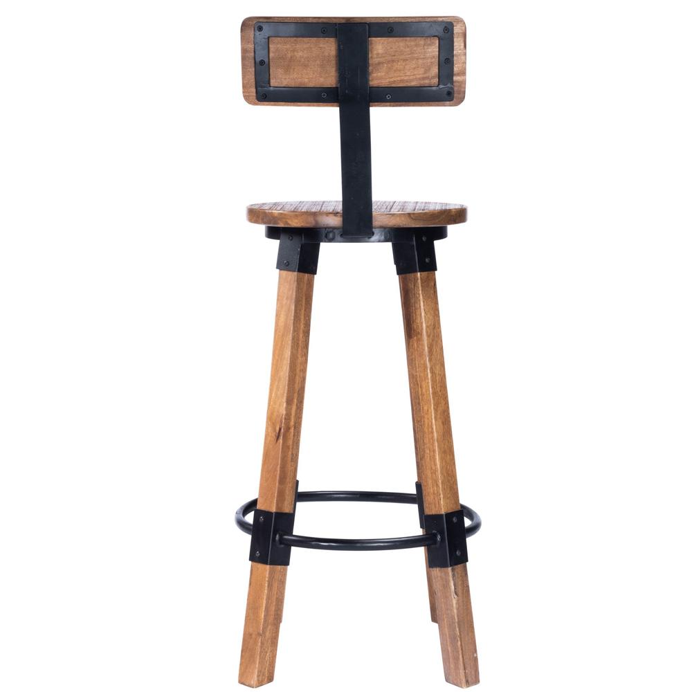 Sturdy Wood and Metal Bar Stool Natural Wood. Picture 4