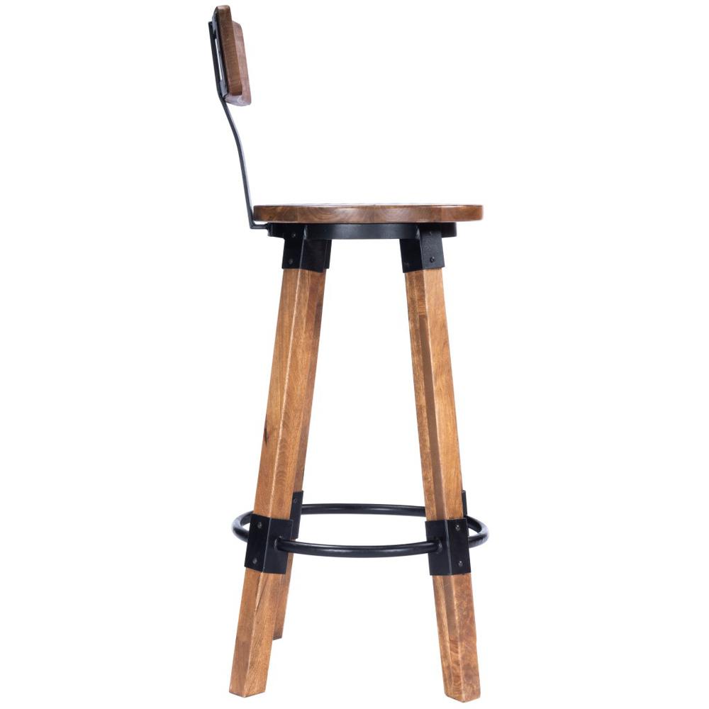 Sturdy Wood and Metal Bar Stool Natural Wood. Picture 5