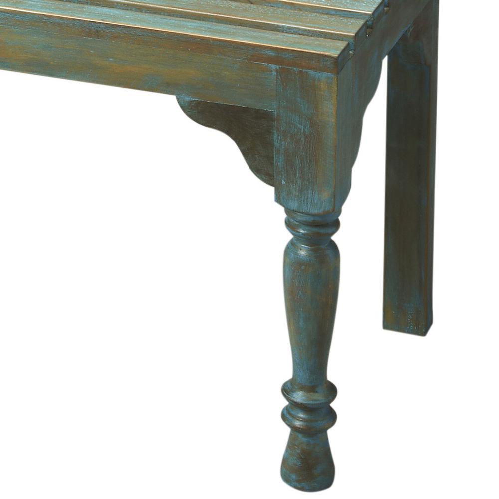 Antiqued Blue Solid Wood Bench Assorted. Picture 3