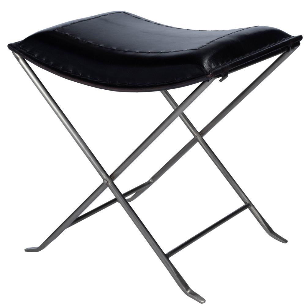 Modern Black Leather Stool Black. Picture 1