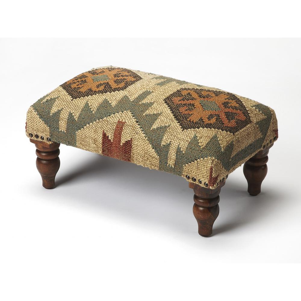 Southwest Mountain Lodge Foot Stool Multi-Color. Picture 1