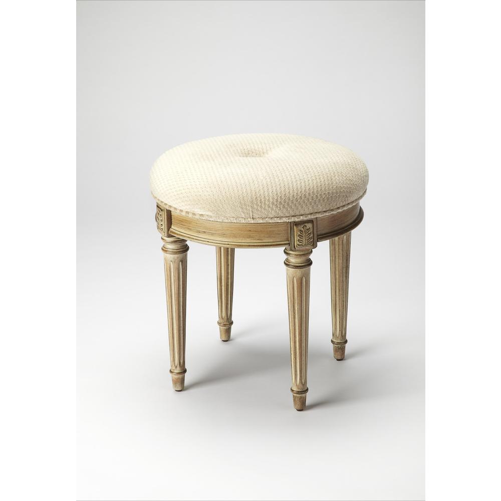 Classic Driftwood Ivory Vanity Stool Gray. Picture 2