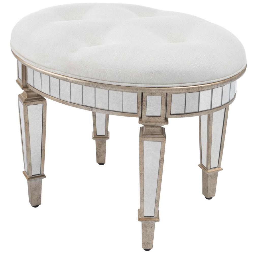 Modern Mirrored Vanity Stool Silver. Picture 1