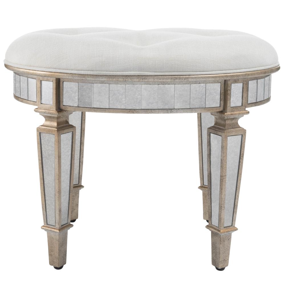 Modern Mirrored Vanity Stool Silver. Picture 2