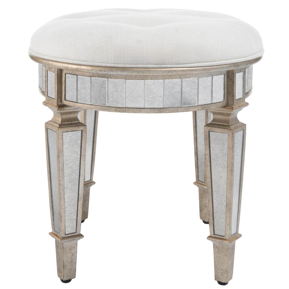 Modern Mirrored Vanity Stool Silver. Picture 3