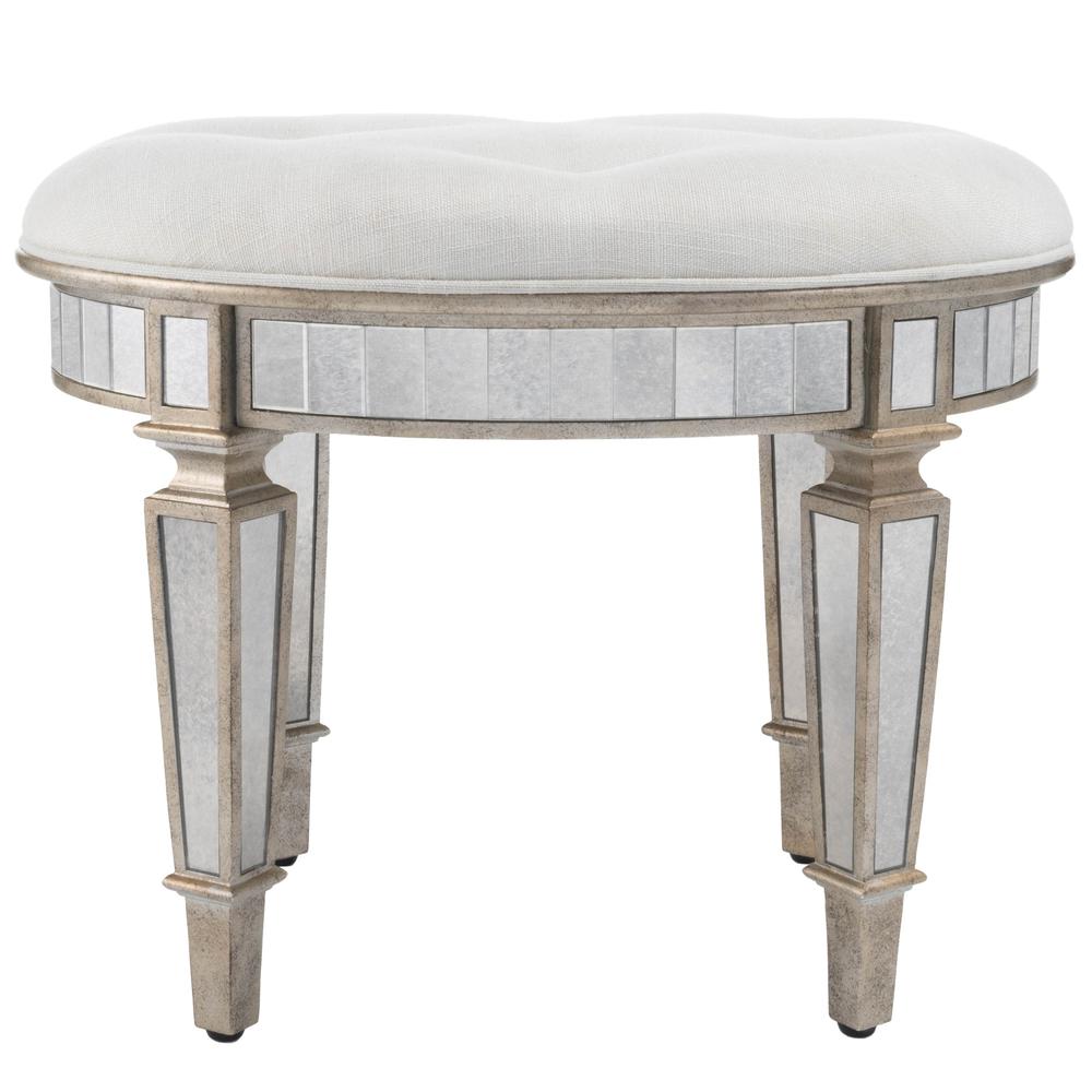Modern Mirrored Vanity Stool Silver. Picture 4