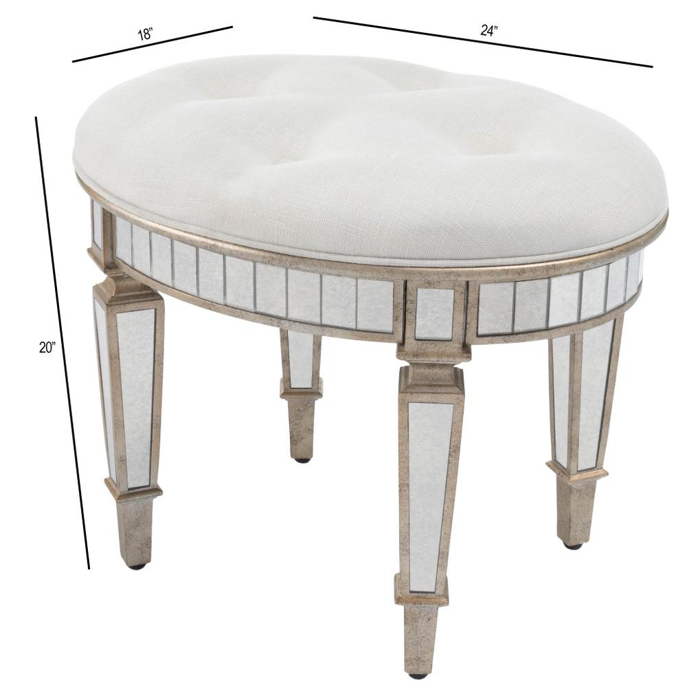 Modern Mirrored Vanity Stool Silver. Picture 8