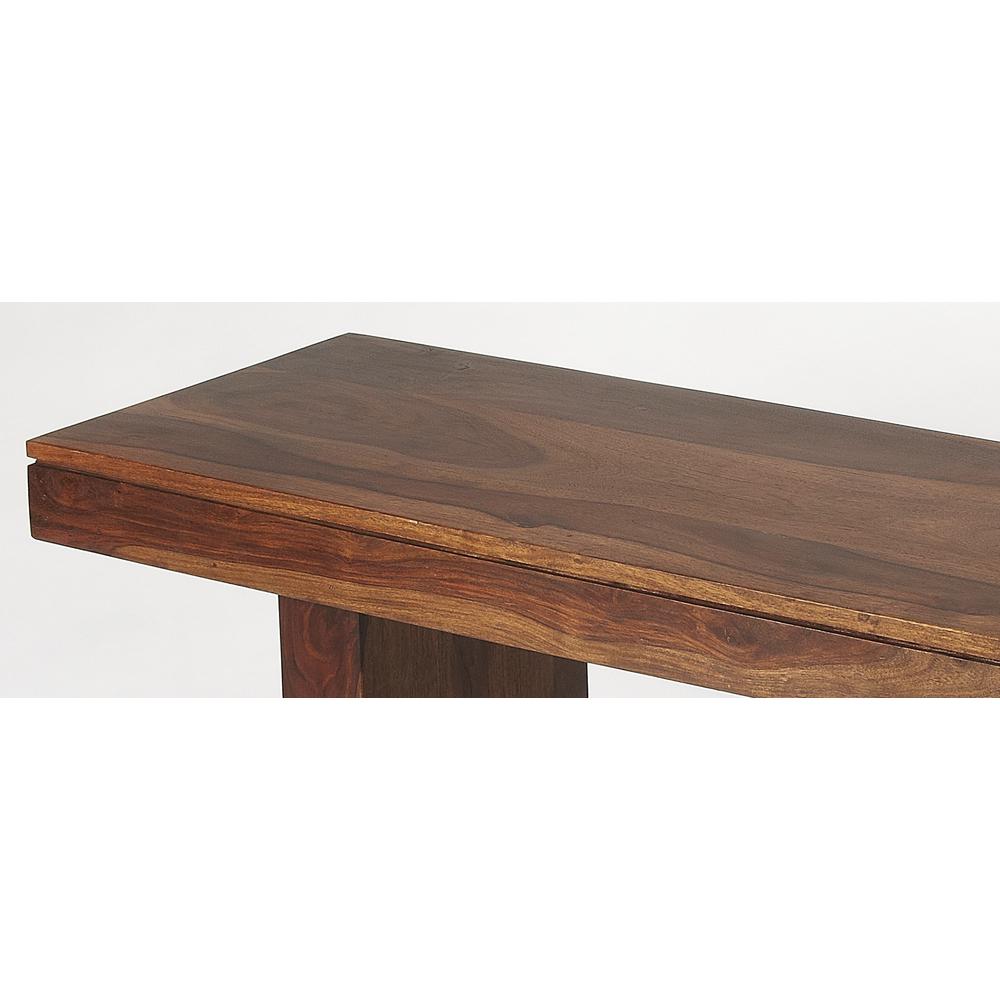 Modern Chunky Solid Wood Bench Dark Brown. Picture 2