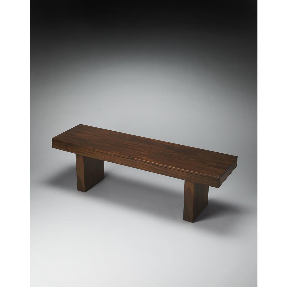 Modern Chunky Solid Wood Bench Dark Brown. Picture 3