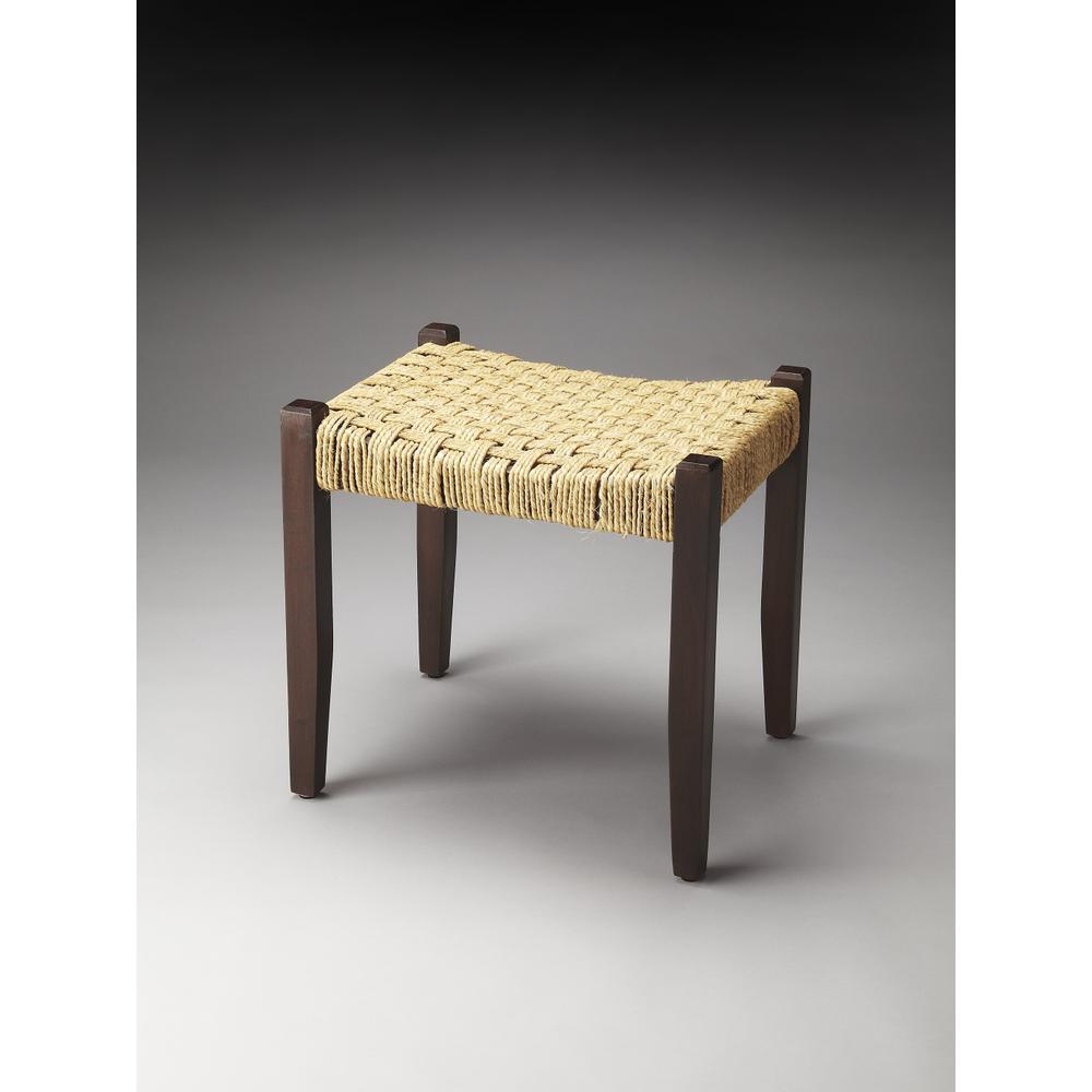 Solid Wood and Woven Jute Stool Multi-Color. Picture 2