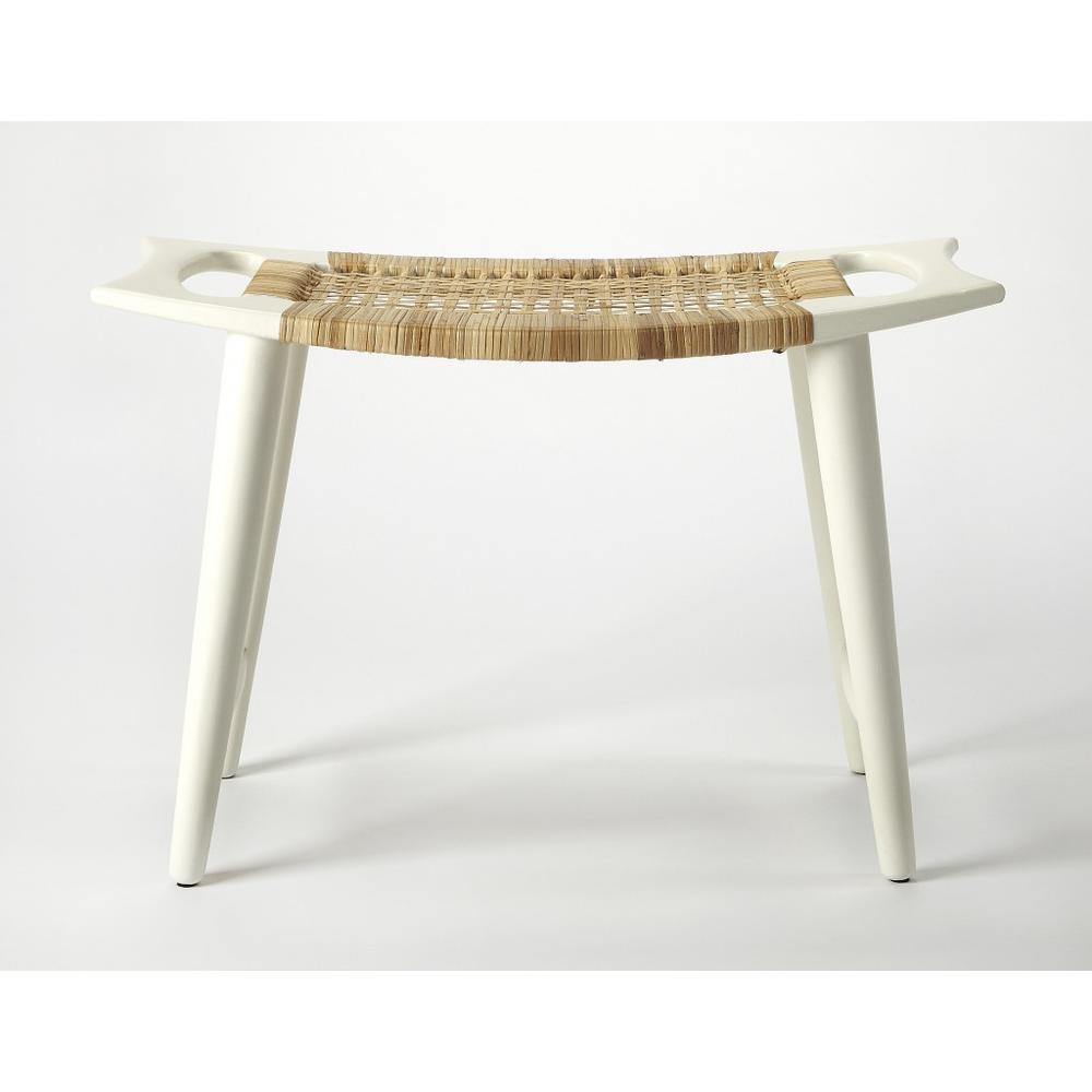 White and Natural Cane Woven Stool White. Picture 2