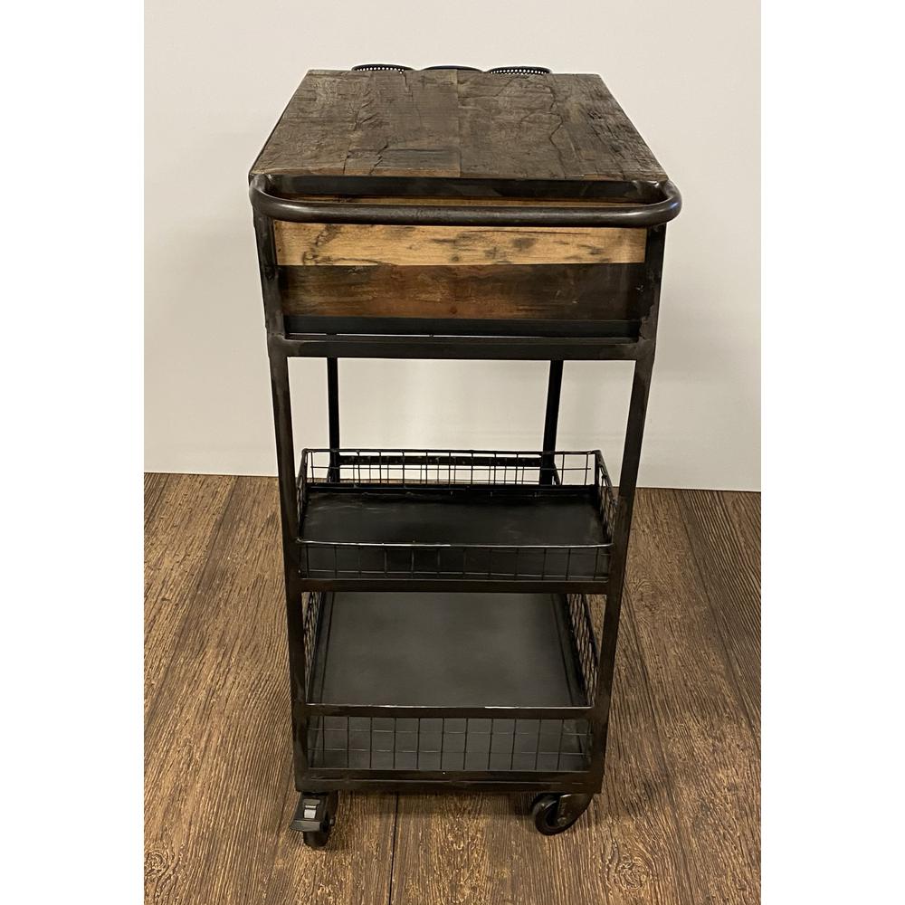 Rolling Rustic Black and Natural Bar Cart - 389227. Picture 2