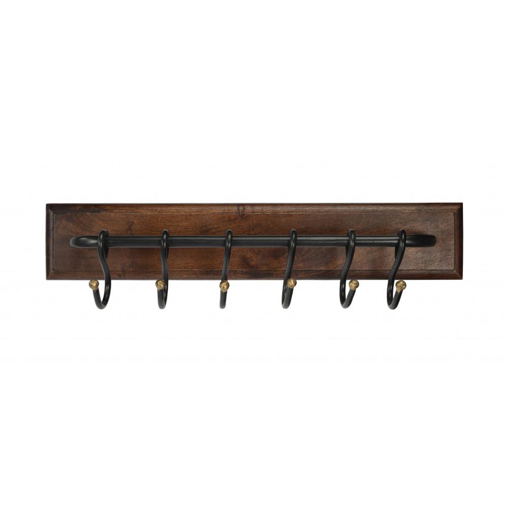 Glendo Iron & Wood Wall Rack Brown. Picture 1