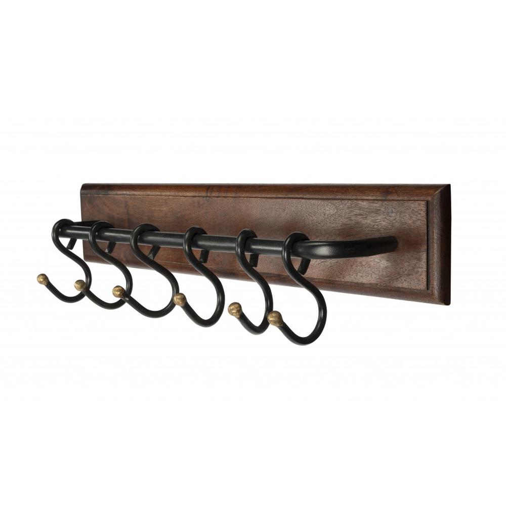Glendo Iron & Wood Wall Rack Brown. Picture 3