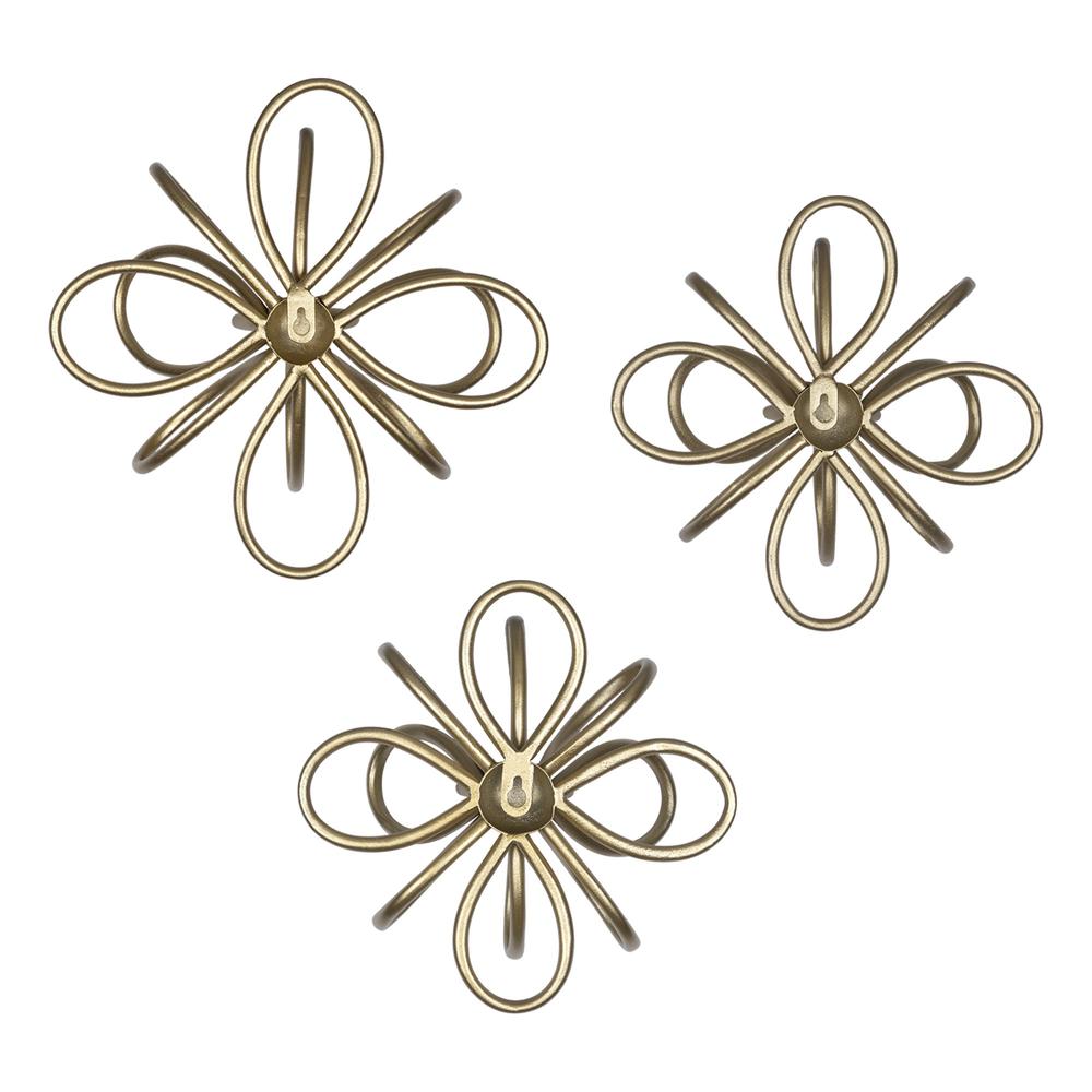 Set of Three Gold  Metallic Starburst Wall Décor Gold. Picture 5