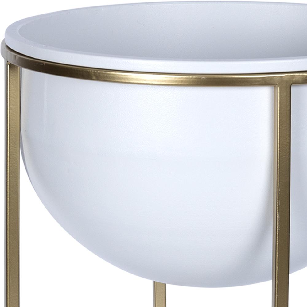 Set of Two White and Gold Metal Planters White. Picture 3