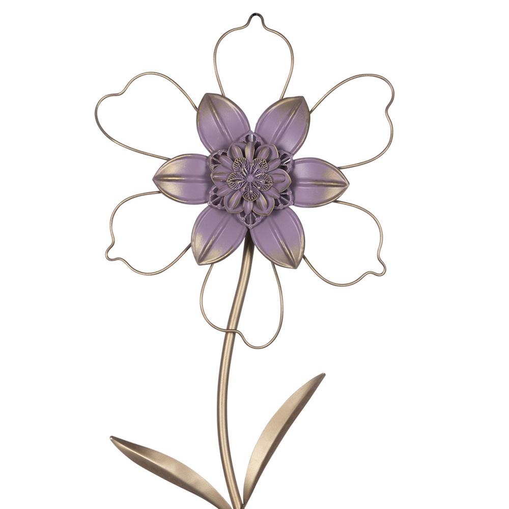 Contemporary Single Stem Metal Flower Wall Décor Multi. Picture 3