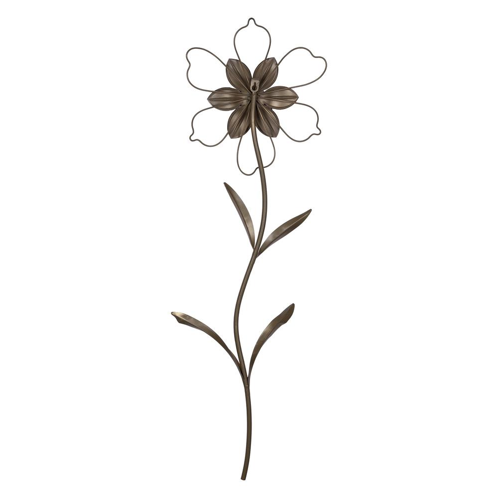 Contemporary Single Stem Metal Flower Wall Décor Multi. Picture 5
