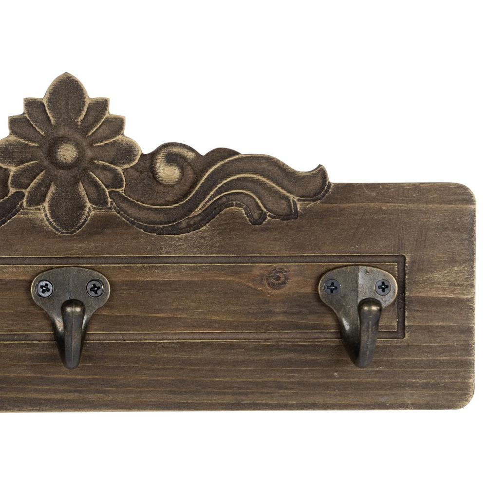 Traditional Wooden Wall Hooks Dark Natural Wood. Picture 3