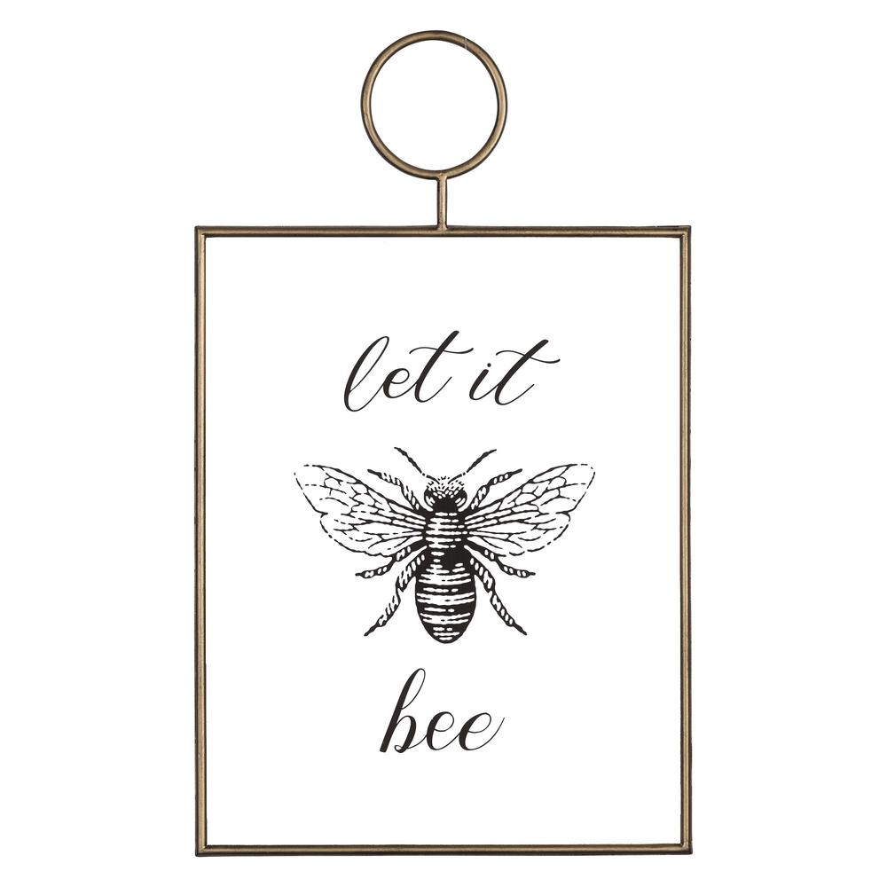 Gold Metal Framed Let It Bee Wall Art Multi. Picture 1