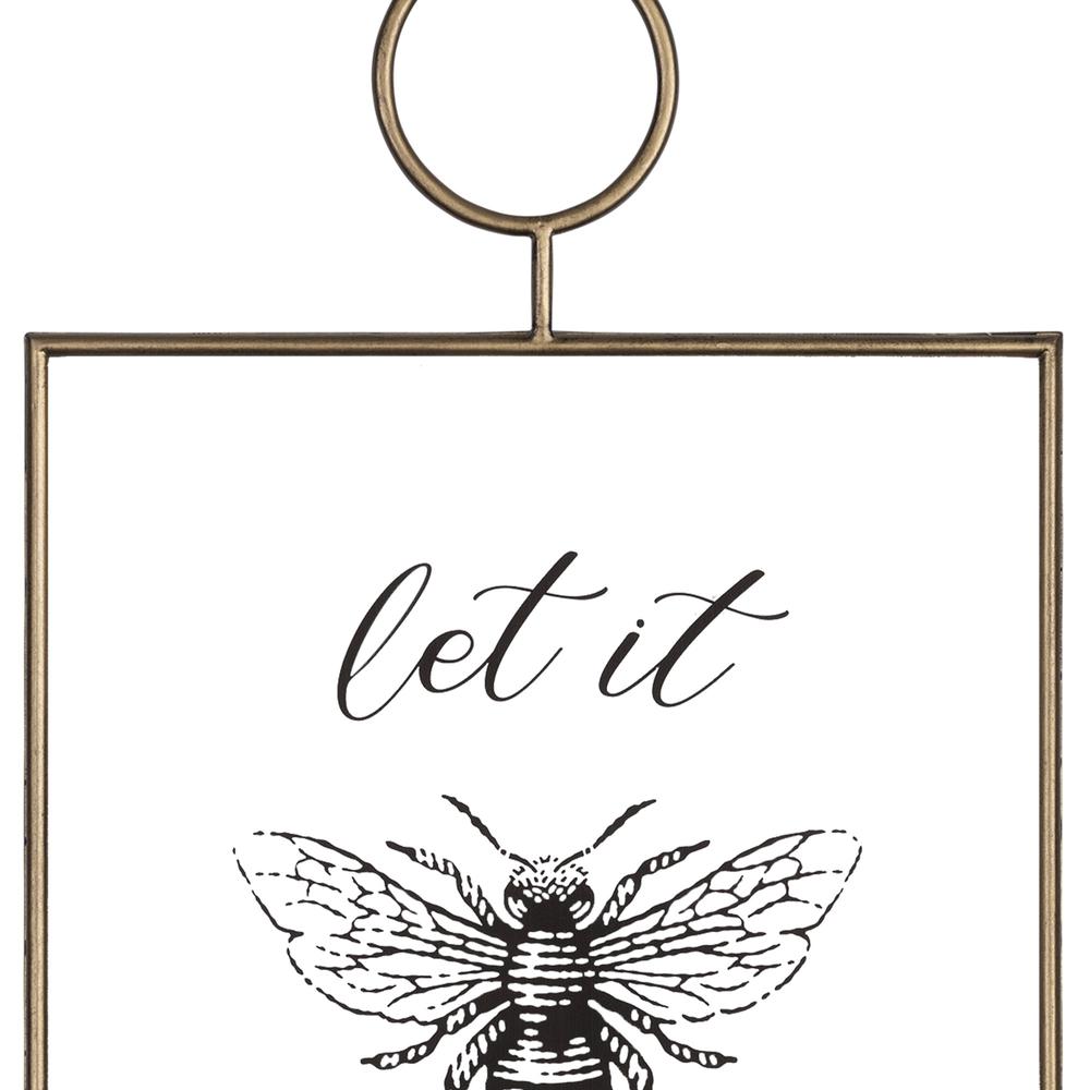 Gold Metal Framed Let It Bee Wall Art Multi. Picture 3