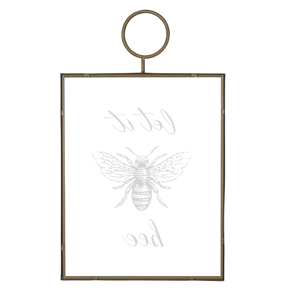 Gold Metal Framed Let It Bee Wall Art Multi. Picture 5