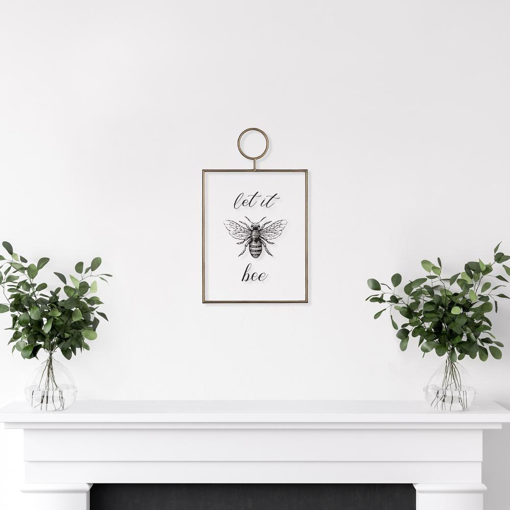 Gold Metal Framed Let It Bee Wall Art Multi. Picture 6