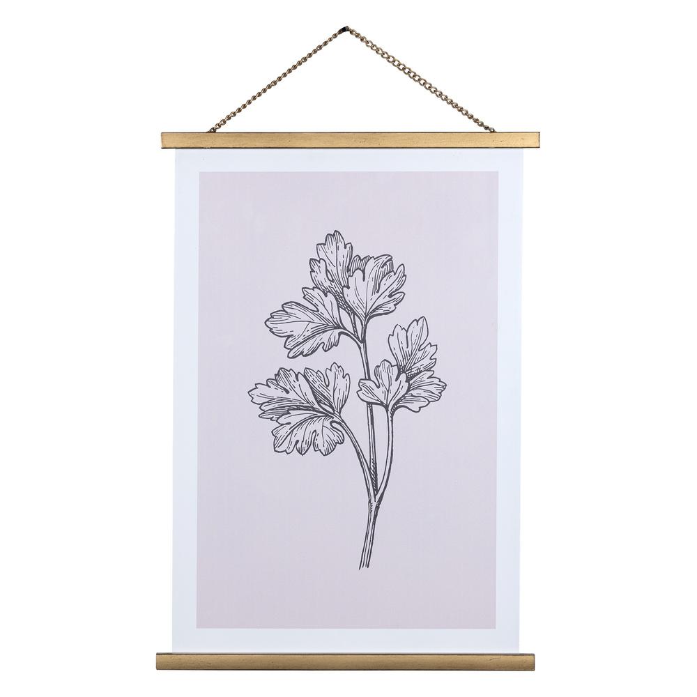 Pink Floral Print Scroll Wall Art Multi. Picture 1