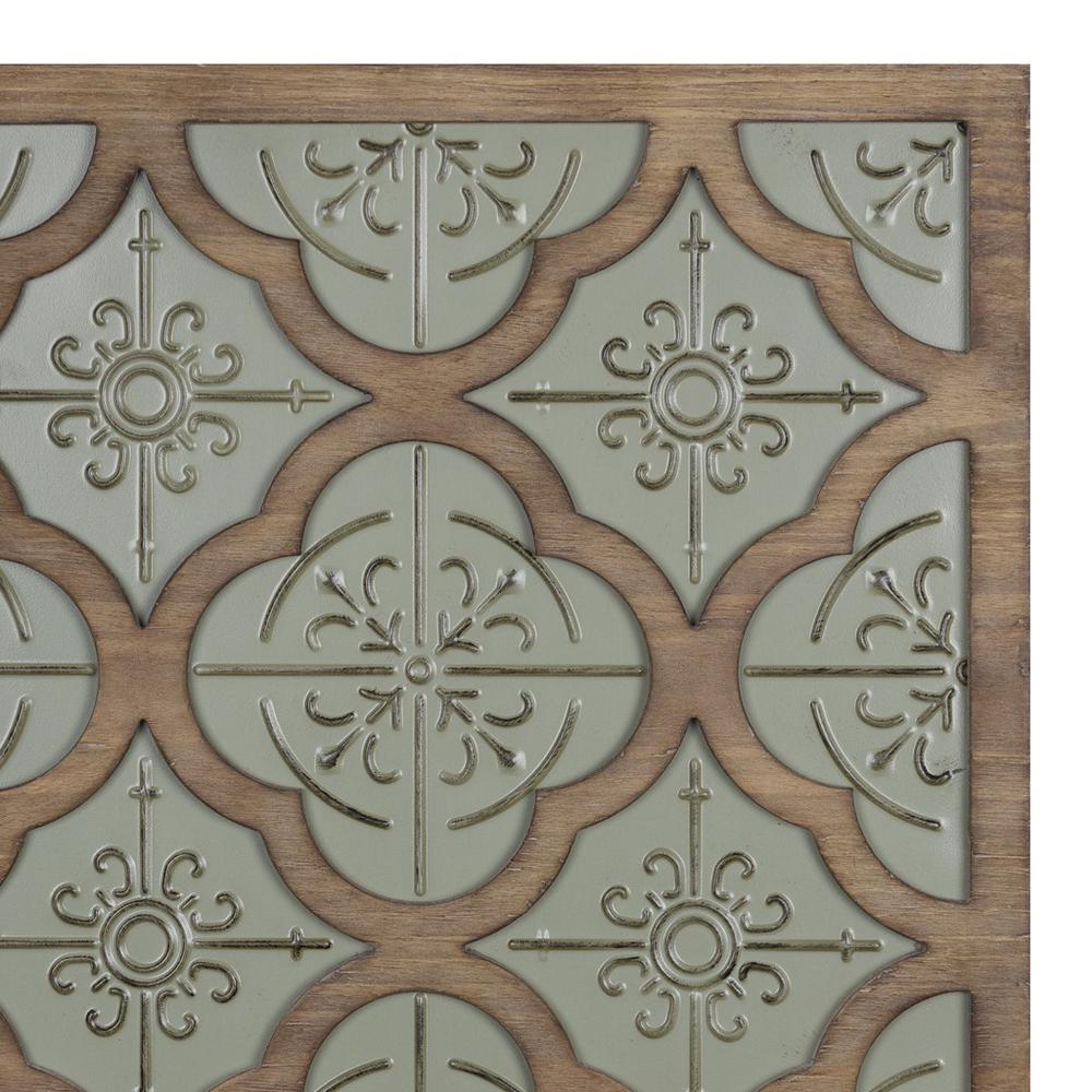 Green Ethnic Pattern Wood and Metal Wall Plaque Multi. Picture 3