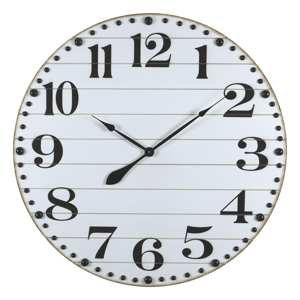 Farmhouse Style Wall Clock White. Picture 1