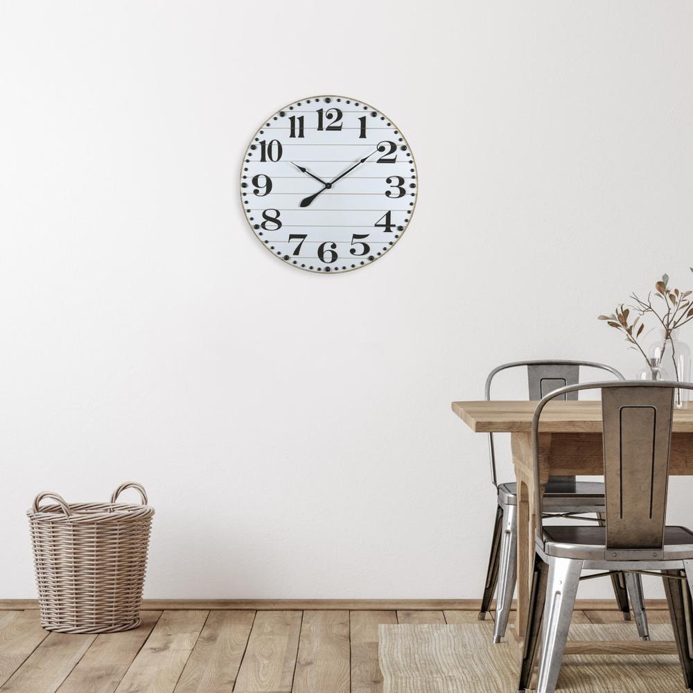 Farmhouse Style Wall Clock White. Picture 2