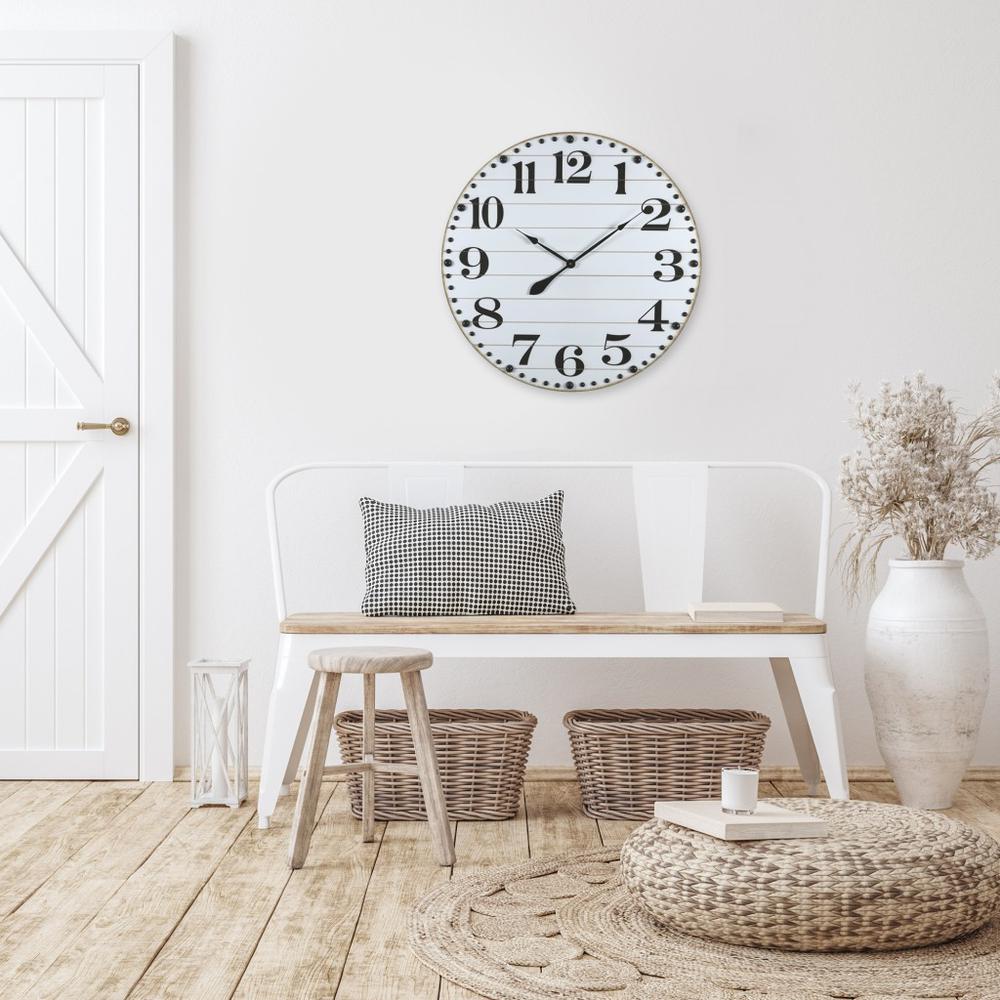 Farmhouse Style Wall Clock White. Picture 6