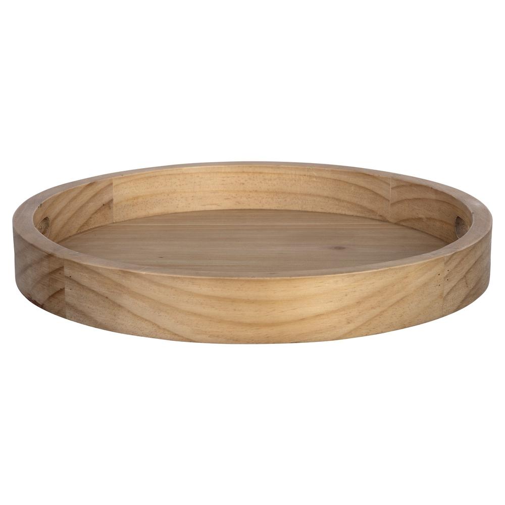 Wooden Round Decorative Tray Natural Wood. The main picture.