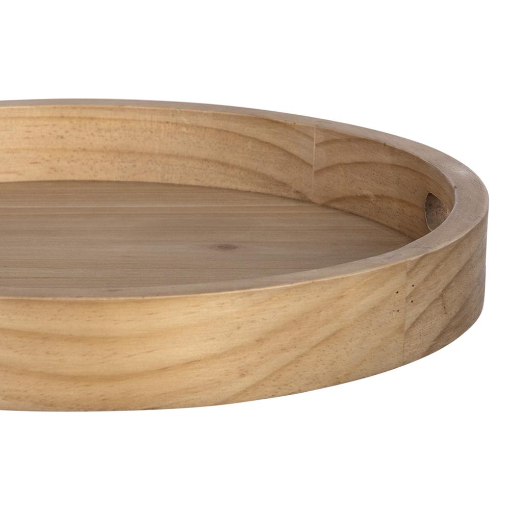 Wooden Round Decorative Tray Natural Wood. Picture 3