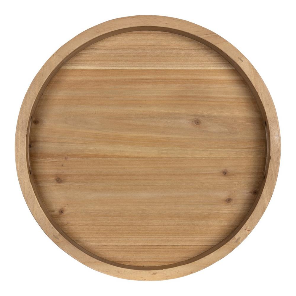 Wooden Round Decorative Tray Natural Wood. Picture 6