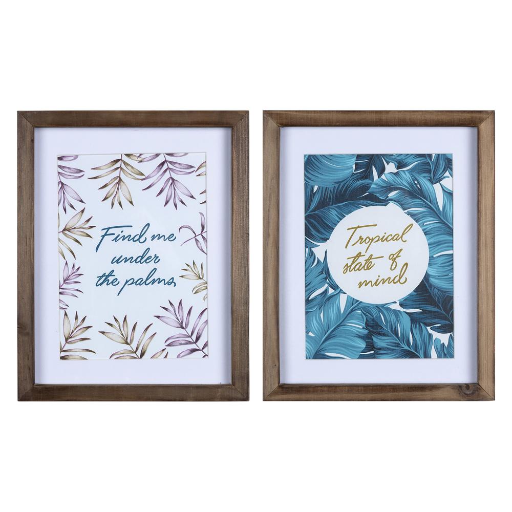 Set of Two Palm Themed Framed Wall Art Multi. Picture 1