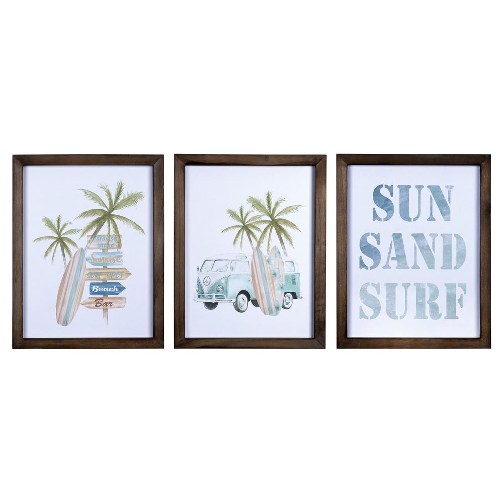Set of Three Beach Themed Wall Art Multi. Picture 1