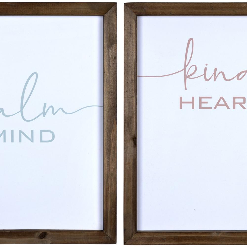 Set of 3 Wooden Brave Calm Kind Wall Frame Décor Multi. Picture 3