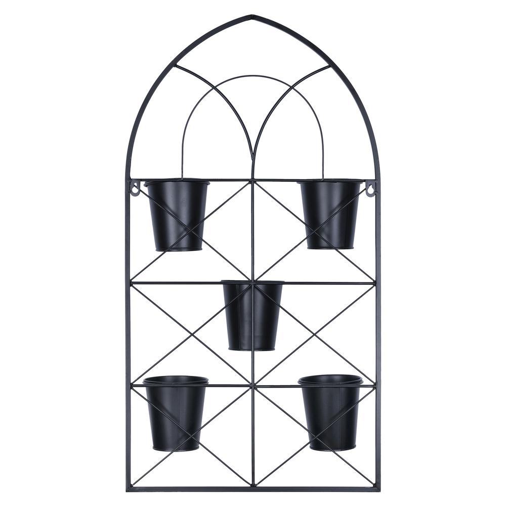 Metal Plant Pots Wall Hanging Black. Picture 4