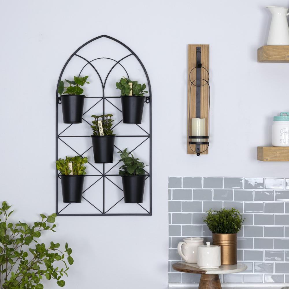 Metal Plant Pots Wall Hanging Black. Picture 5