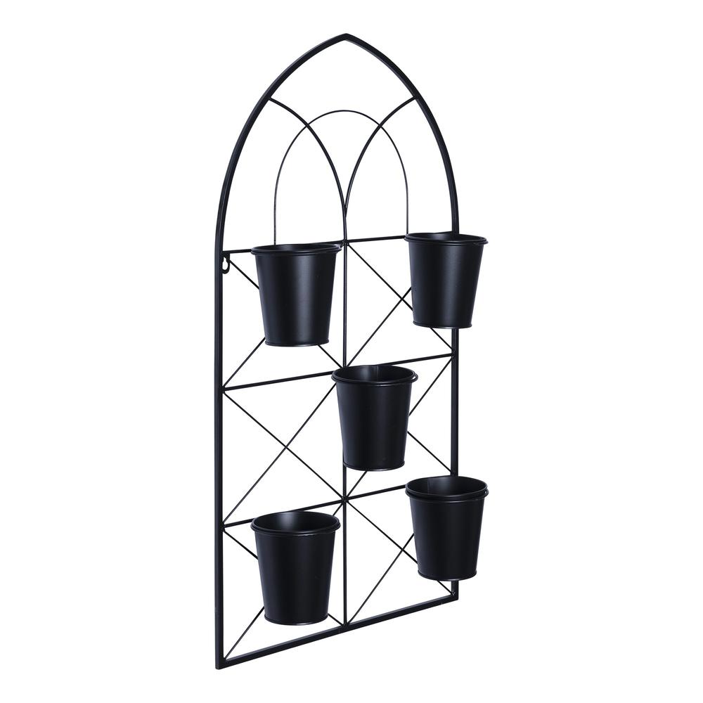 Metal Plant Pots Wall Hanging Black. Picture 6