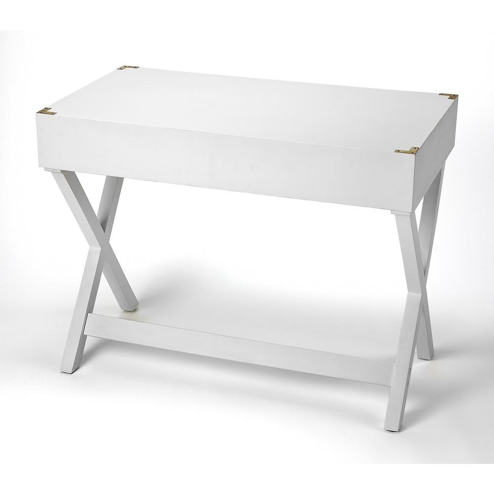 Glossy White Writing Desk White. Picture 3